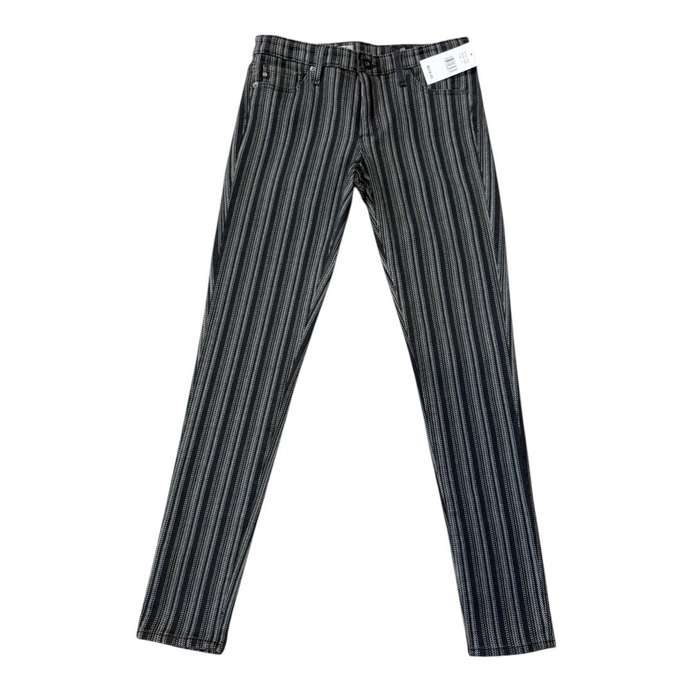 AG Jeans The Legging Ankle Super Skinny Ankle Jeans Black White Stripe Size 4 27